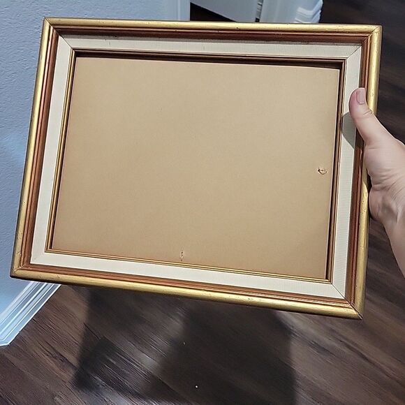 Pair Vtg MCM Wood Art Frames Linen lined holds 10x13 & 5x7 no glass Gallery Wall - Picture 12 of 13